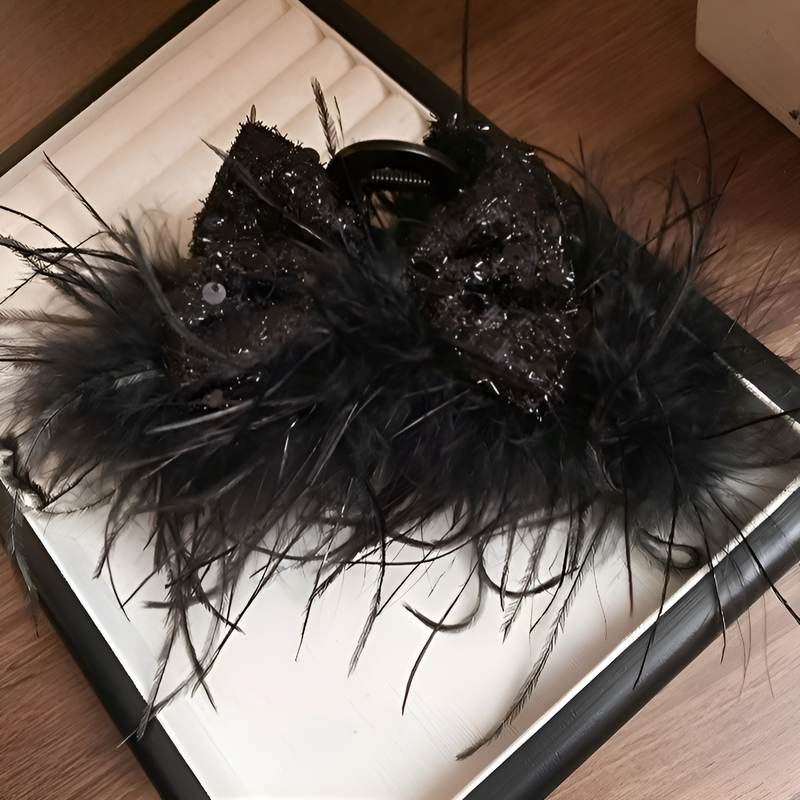 スパンコールのリボンヘアクリップ