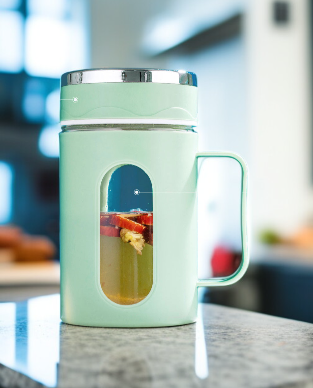 Vaso térmico de vidrio con bebida caliente