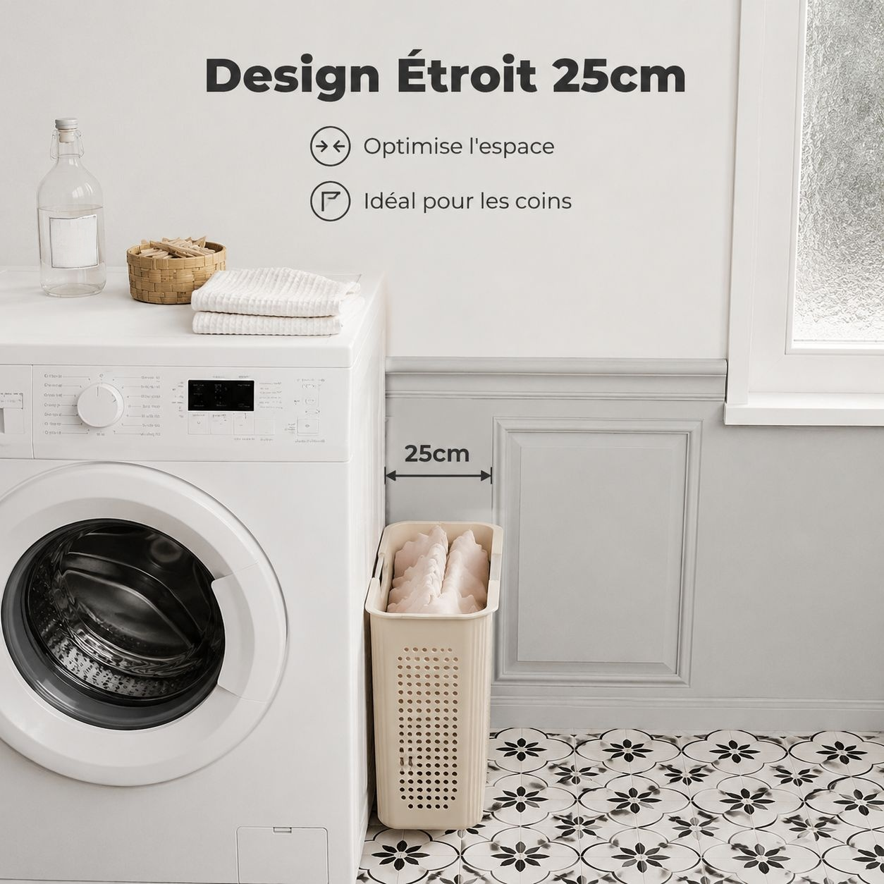 Panier à linge ventilé avec poignées