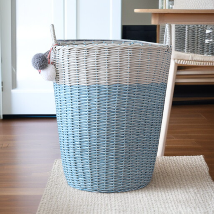 Cesta de almacenamiento simple de imitación ratán para ropa sucia
