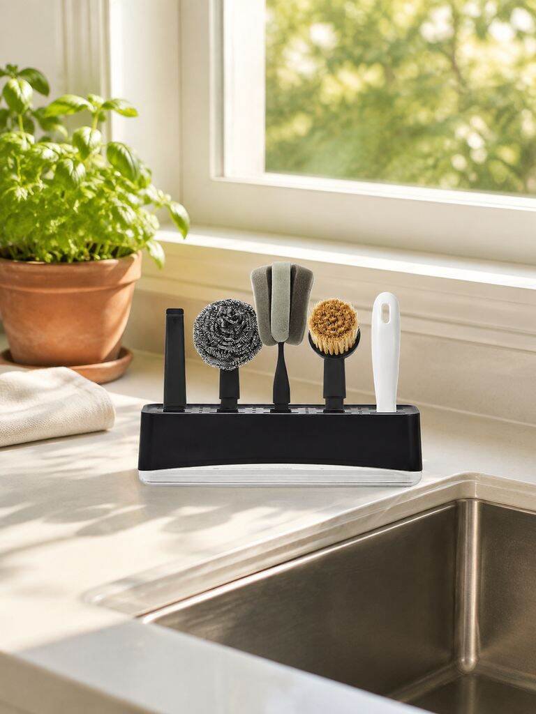 Easy-to-use household cleaning brush for utensils and cookware