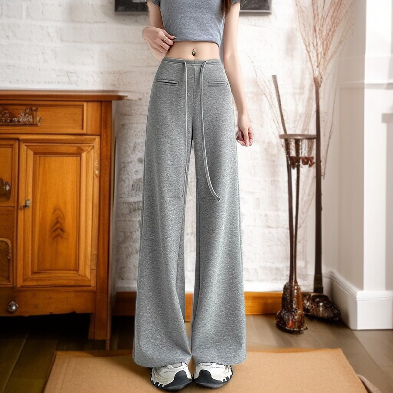 트레이닝 팬츠 여 하이웨스트 슬림 슬랙스 와이드 팬츠 와이드 슬림핏 여름 캐주얼 맨투맨