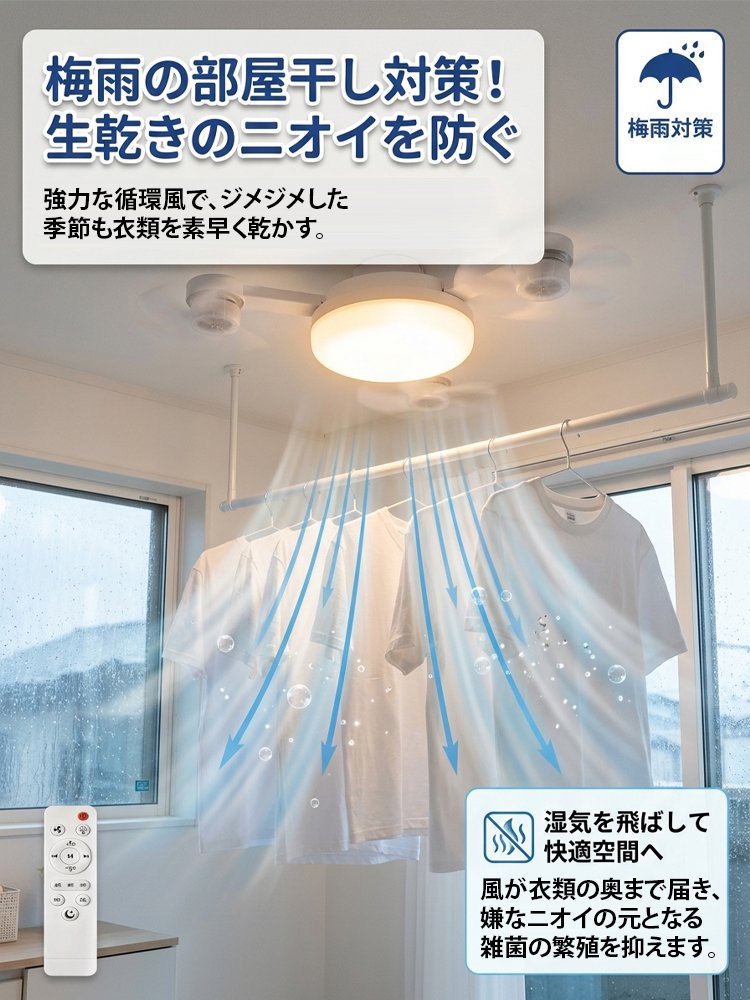 静音・調光・省エネシーリングファンライト（リモコン付き）
