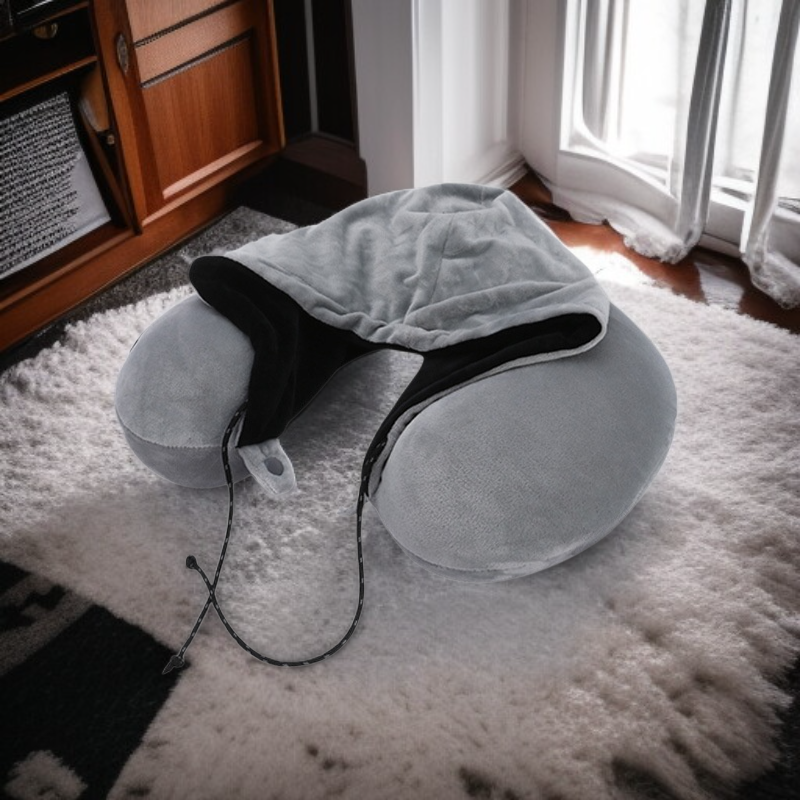 Memory foam hooded U-shaped pillow