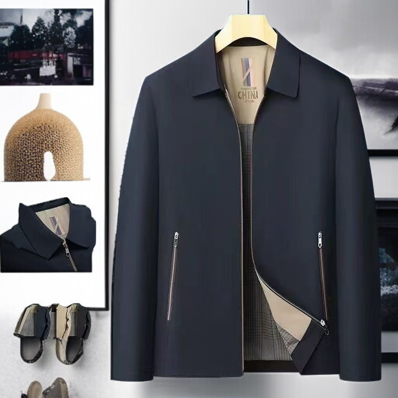 中高年向けビジネスカジュアル春用チャイナカラー男性ジャケット