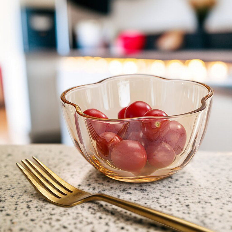 錦繡山河琥珀梅花高顏值水晶玻璃碗