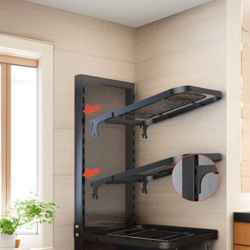 キッチン多段棚高さ調節可能収納棚 フライパンクリップオーガナイザー シンク下コーナー折りたたみキッチンポットラック