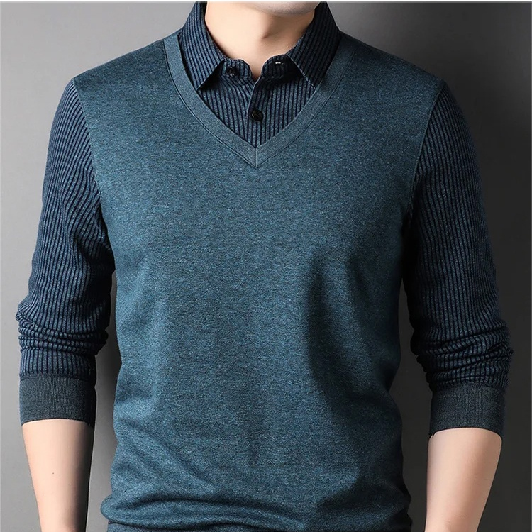남성용 레이어드 니트 셔츠