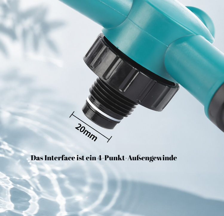 Rotierender Gartensprinkler bewässert Beete gleichmäßig