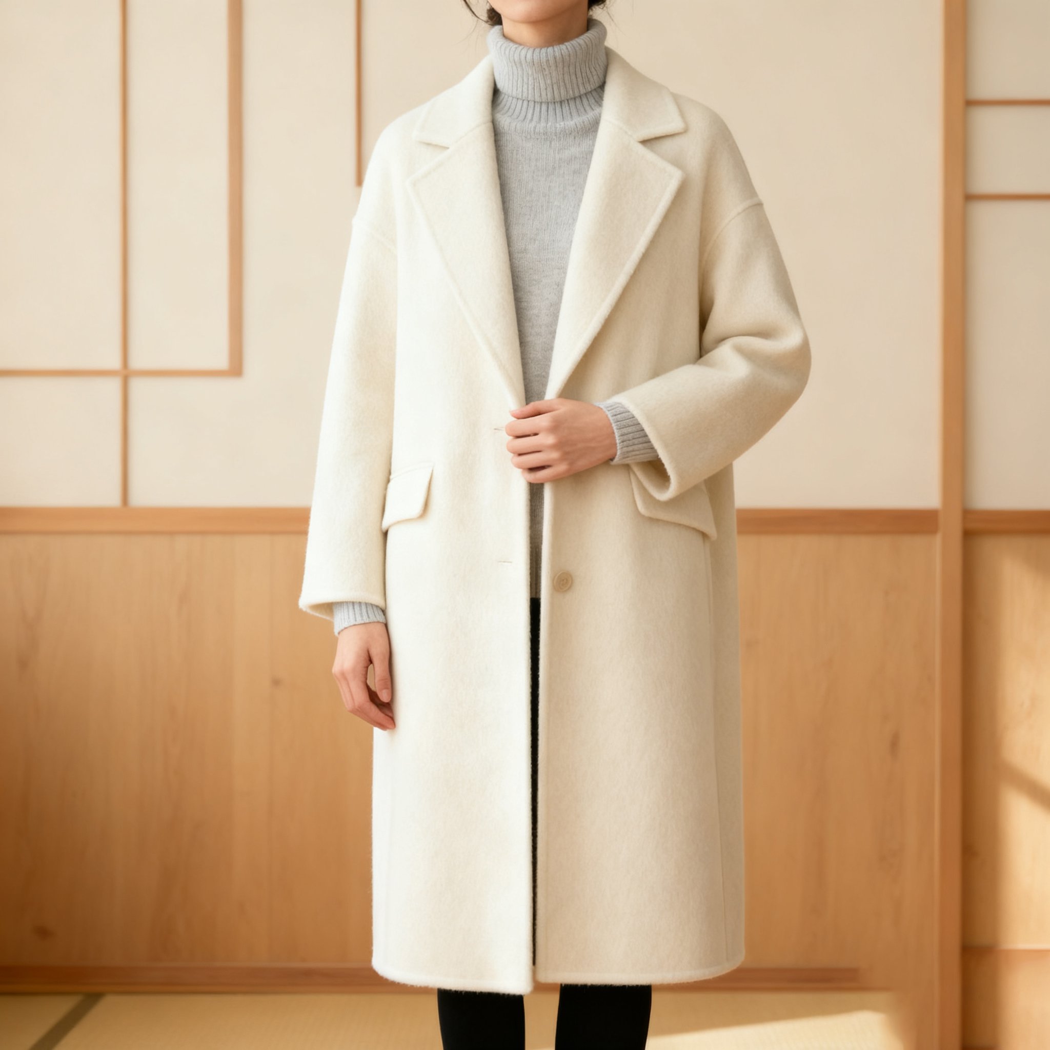 ミディアム丈のスーツスタイルコート