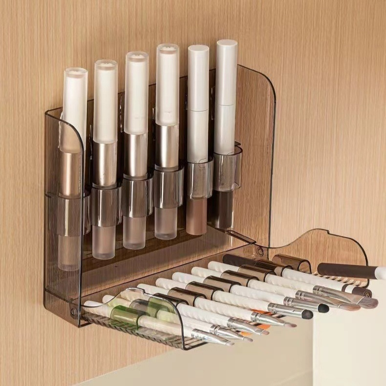 壁掛分格化妝刷口紅收納盒