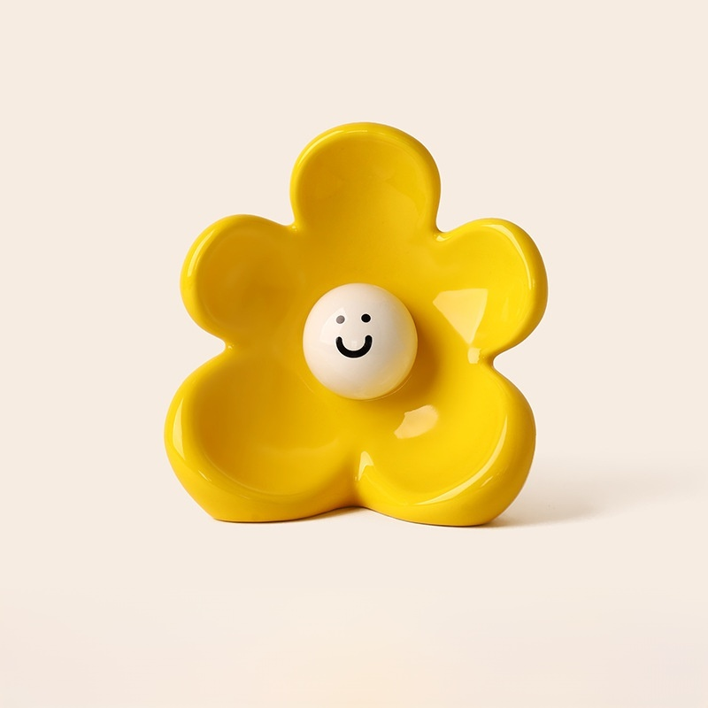 かわいい笑顔のセラミック花瓶
