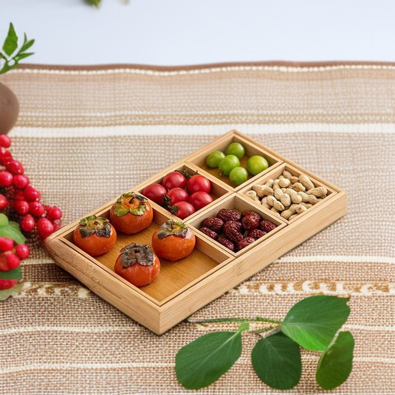 대나무 칸막이 말린 과일 상자 트레이