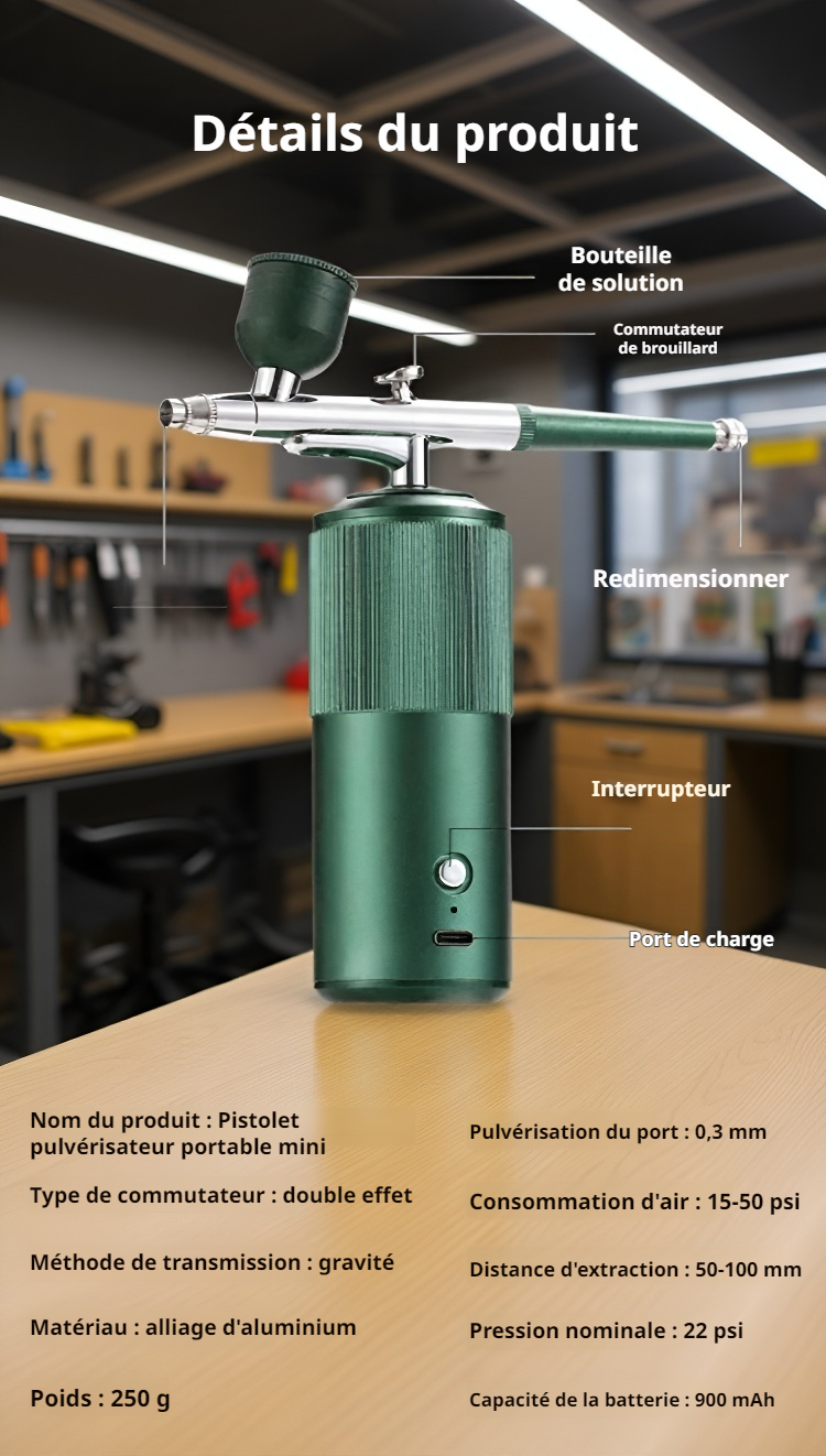 Vue de côté du pistolet pulvérisateur compact