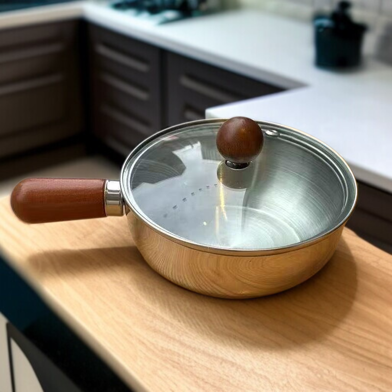 Single-Serve Stainless Steel Small Pot, High-Value Mahogany Style Snack Pot
