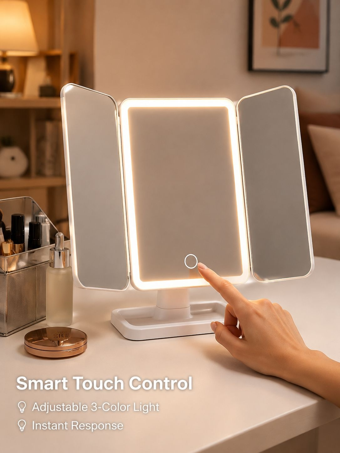 Modern Simple Double-Open Dressing Mirror for Women Bedroom