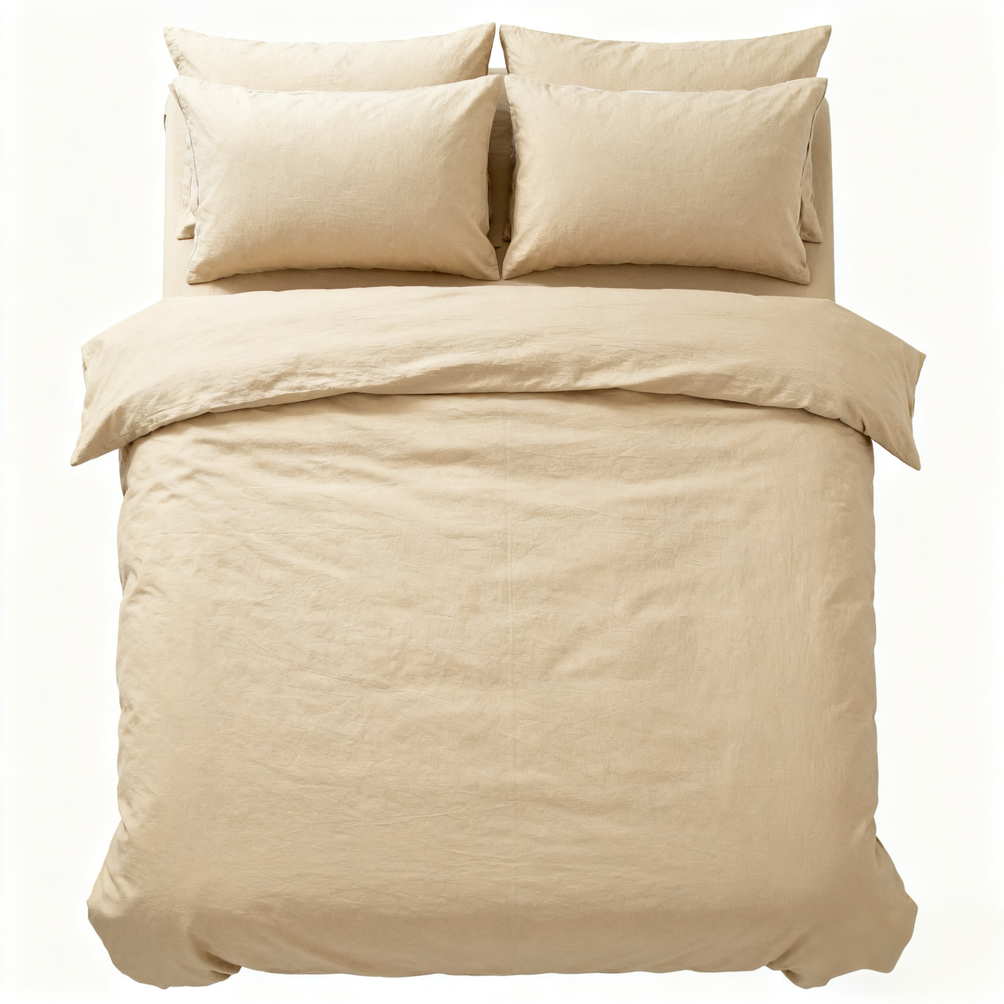 Čtyřdílná sada ložního prádla z čisté bavlny, světlá khaki, 1,8x2 m