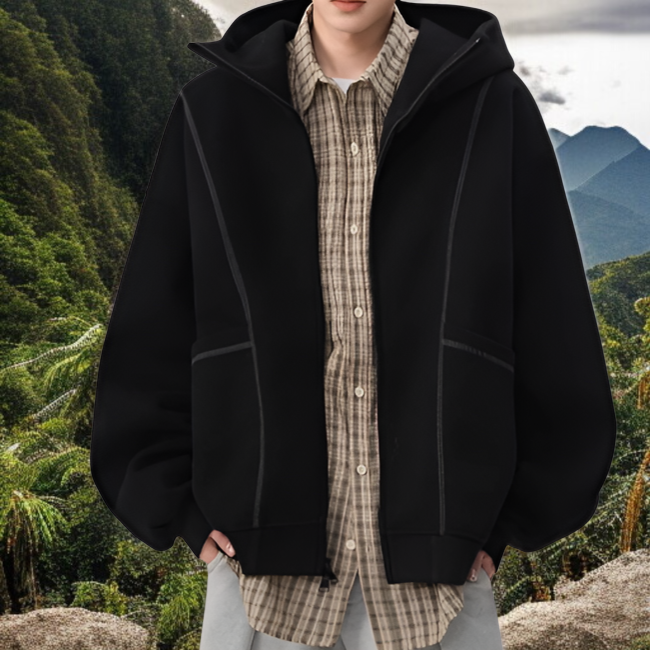 アメリカのヘビーウェイトストリートカーディガンセータージャケット春と秋ルーズカップルジッパートップカジュアルジャケットトレンド