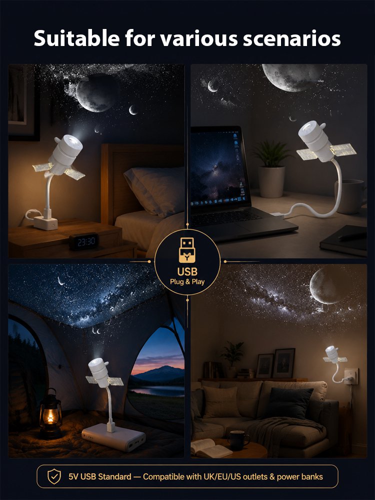 Dual-Mode Projection Night Light [Starry Sky & Ocean]