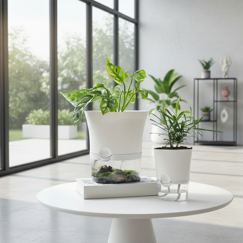 Lazy Simple Imitation Ceramic Hydroponic Flower Pot front view