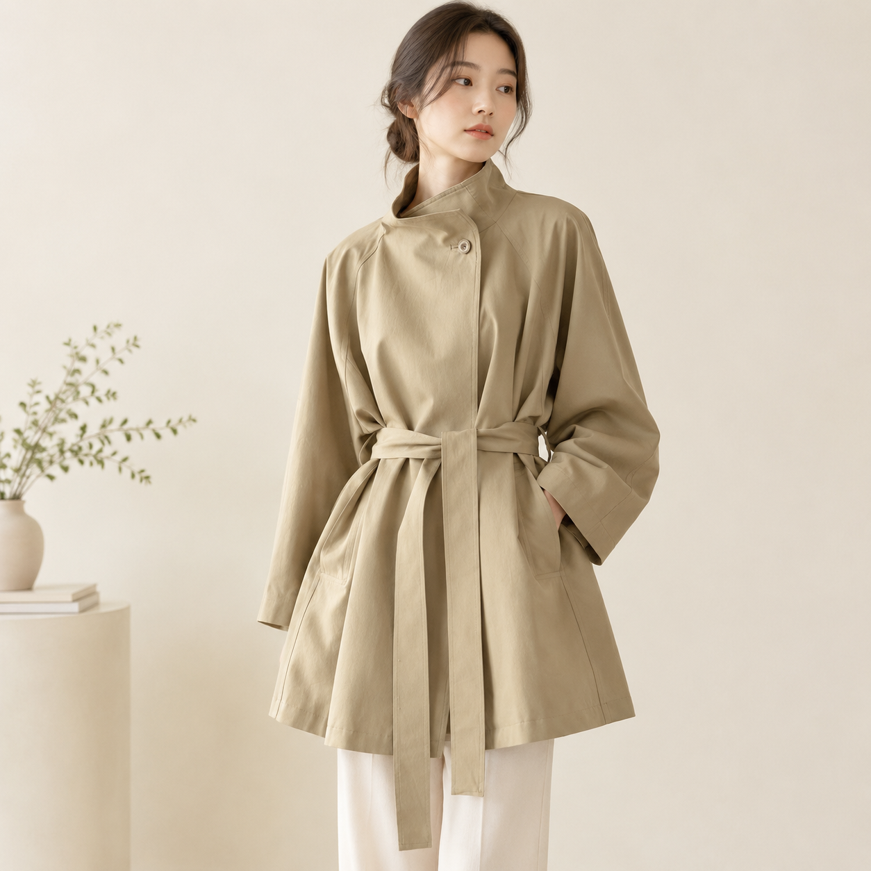 봄가을 신상 영국풍 허리라인 중장 트렌치코트