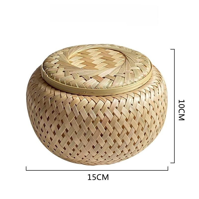Handmade bamboo woven tea canister