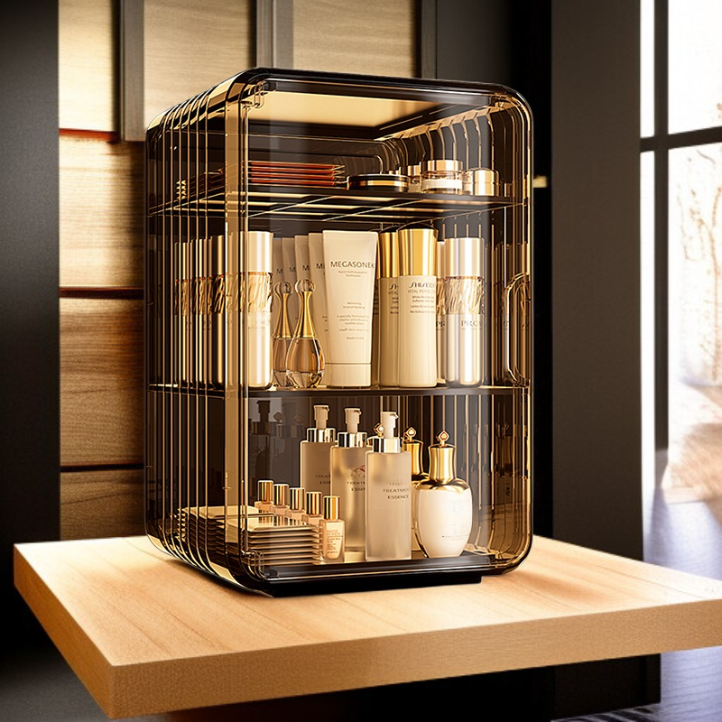 Clear acrylic storage rack for makeup and skincare products