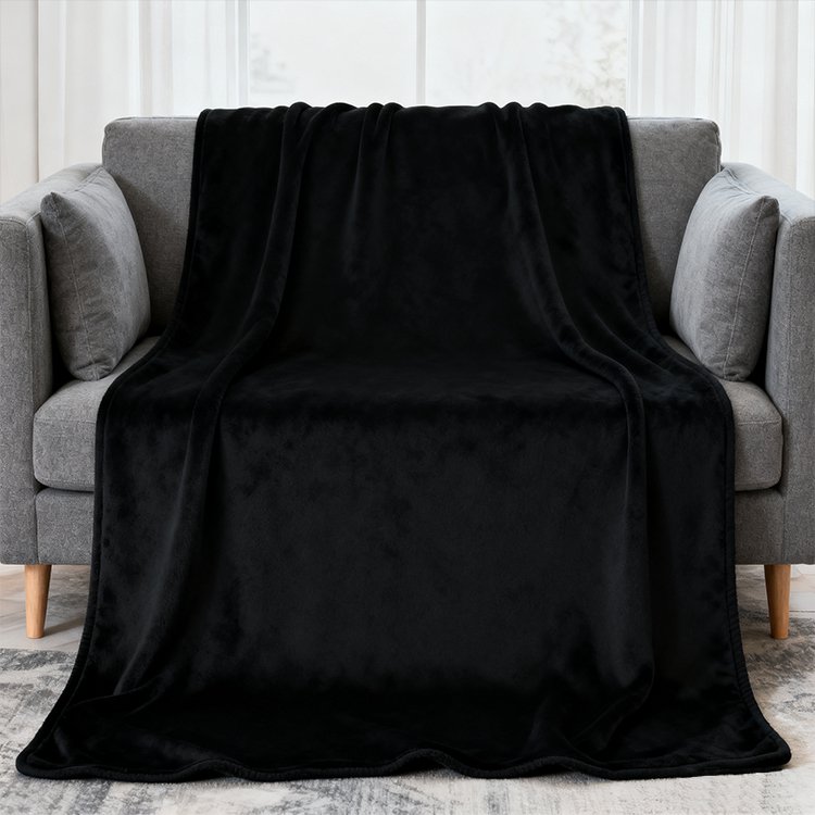 Detail materiálu černé měkké deky