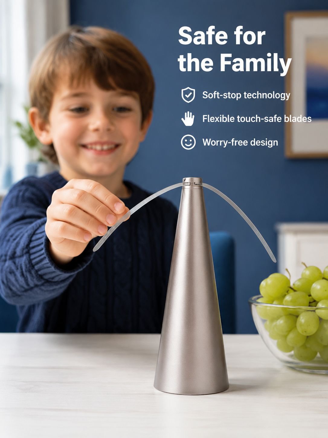 Compact electric fly fan for indoor spaces