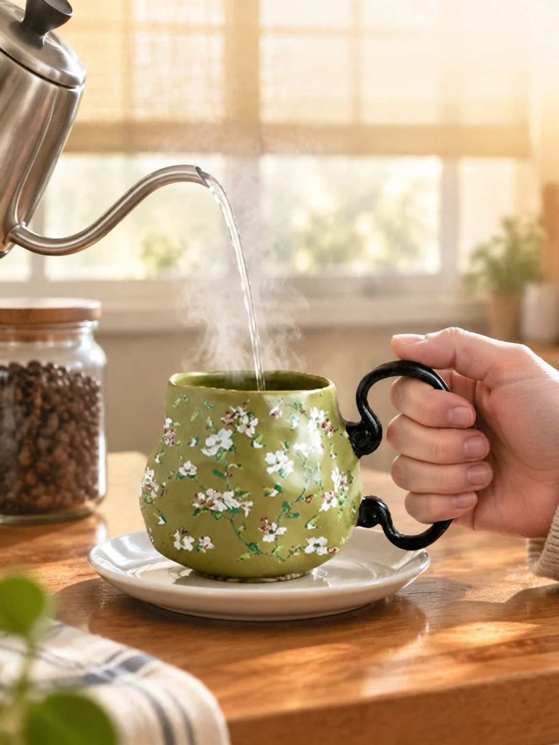 Vintage ceramic tea mug with creative design