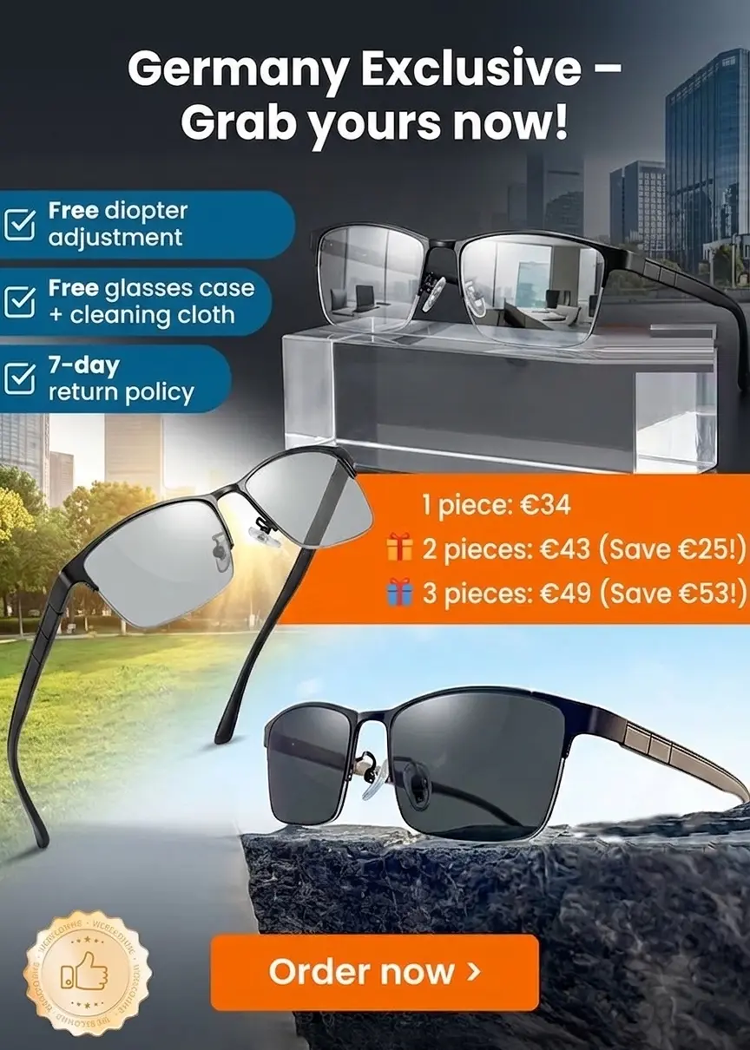 【Instant Transformation into a Stylish Man】Smart Zoom, Photochromic, Ultra-Light Glasses