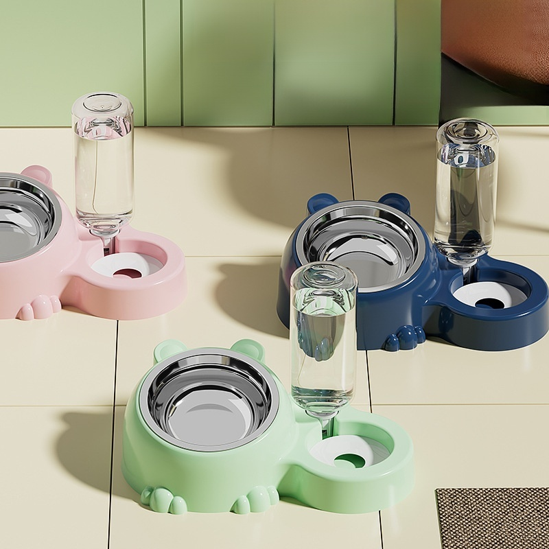 강아지 밥그릇 고양이 밥그릇 이중 식기 반려동물 물그릇 테디 블루 고양이 강아지 사료 그릇