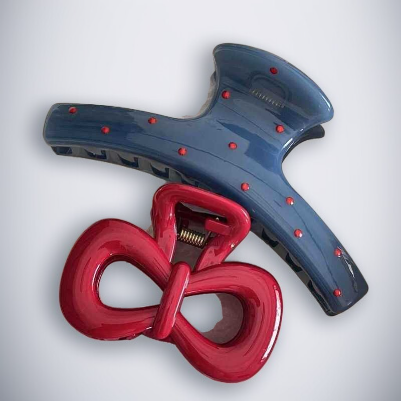 甜酷波點百搭黑色抓夾