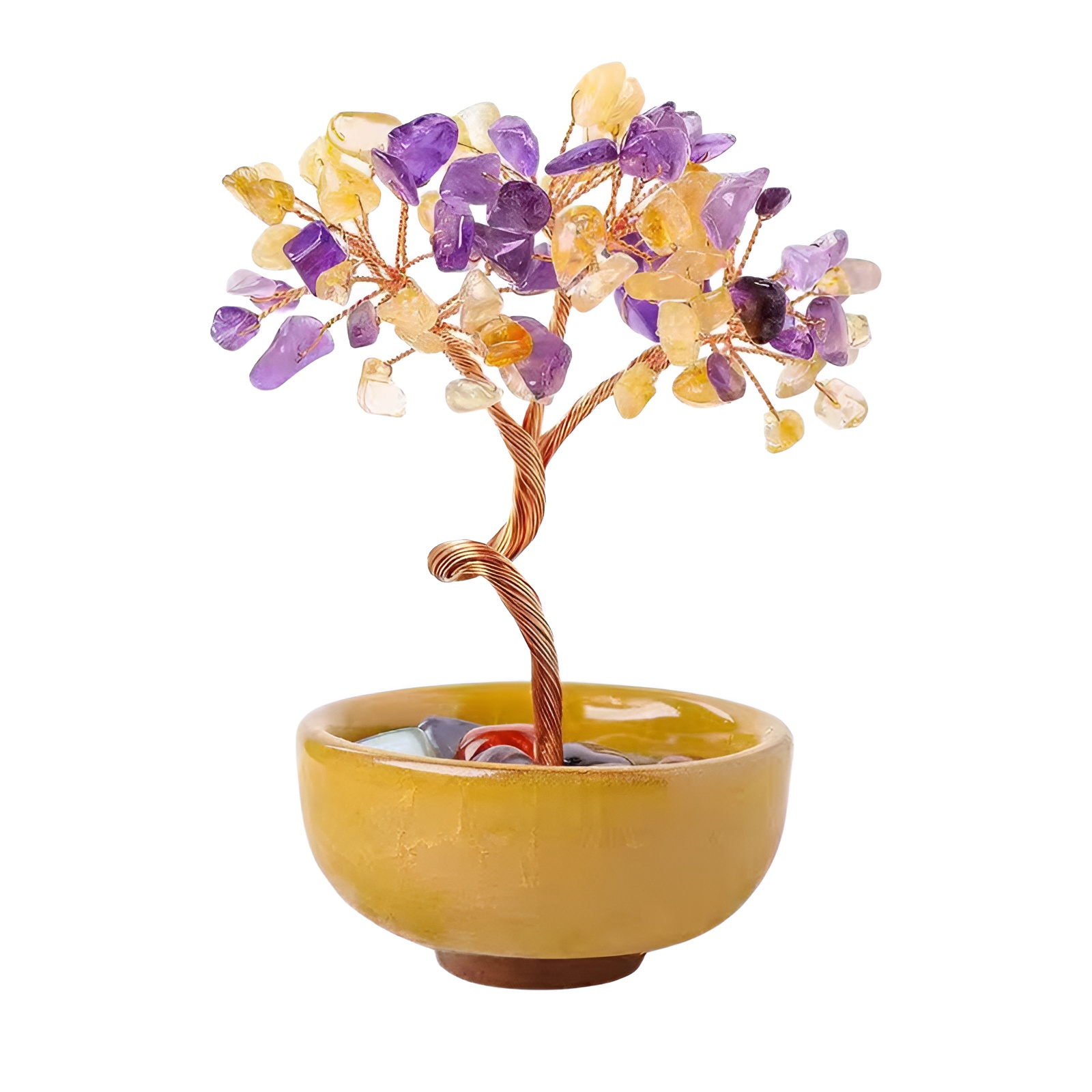 水晶樹碎石聚寶盆擺件