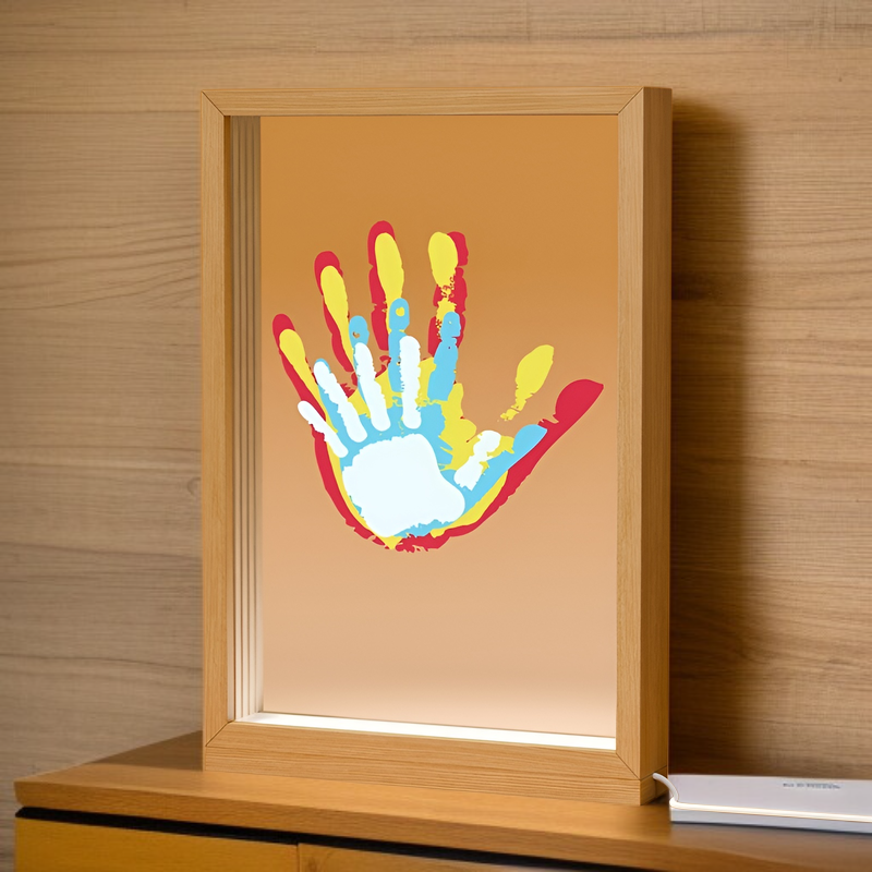 Souvenir-Fotorahmen mit transparentem Design und Handabdruck