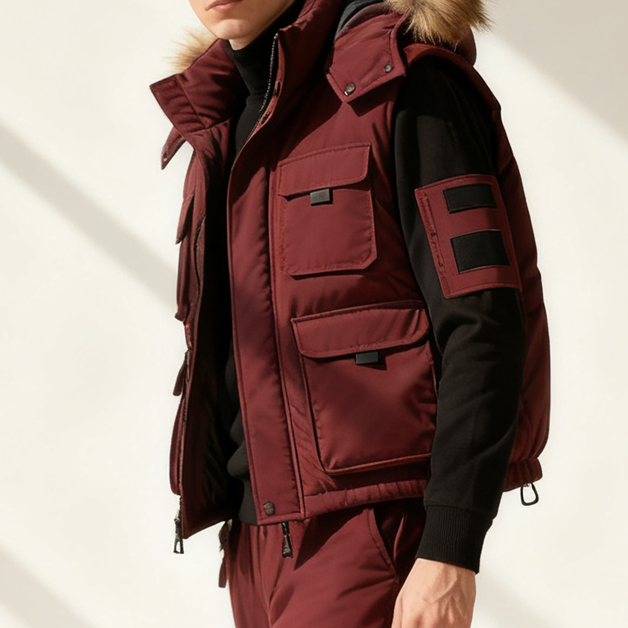 남성용 숏패딩 두꺼운 야외용 다운재킷 정면 이미지