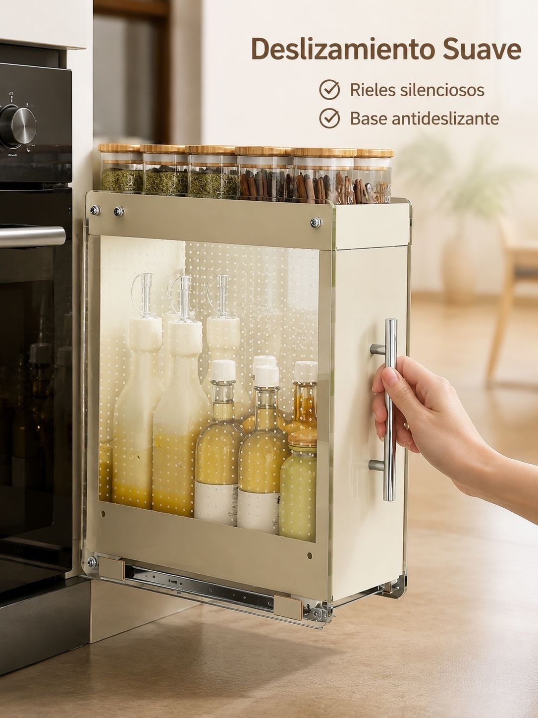 Soporte extraíble para frascos de especias de cocina