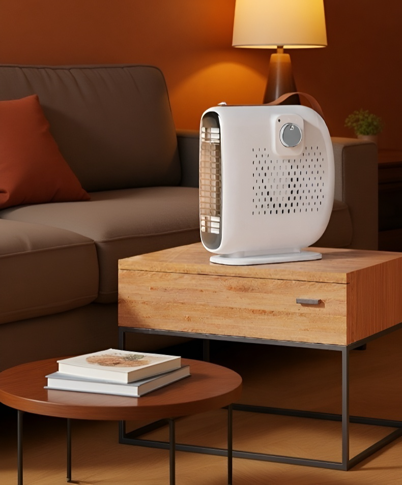 コンパクトサイズの丸月温風送風機