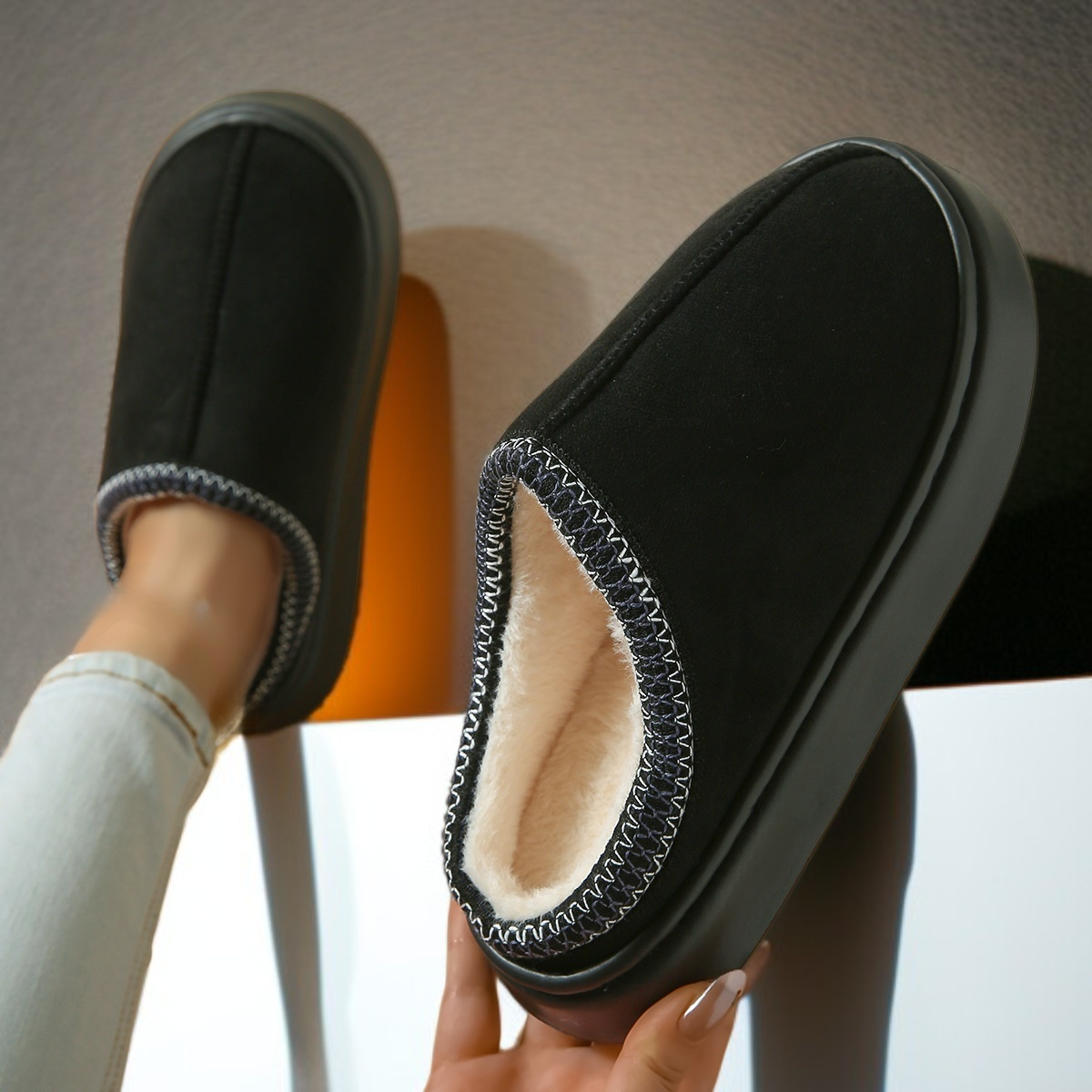 순색 루피털 보온면 슬리퍼