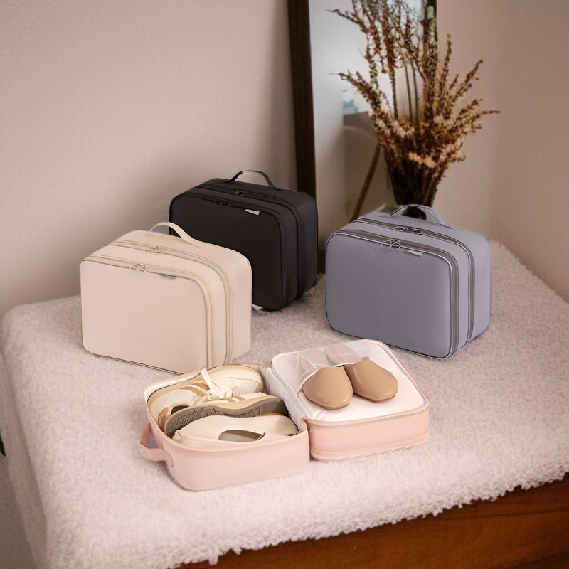 旅行用靴収納バッグ 折りたたみ式 ポータブル 3層 立体 靴バッグ 旅行用