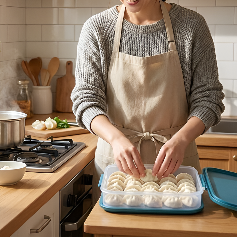 Large Capacity Sealed Crisper, Food-Grade Freezer Storage Box for Kitchen