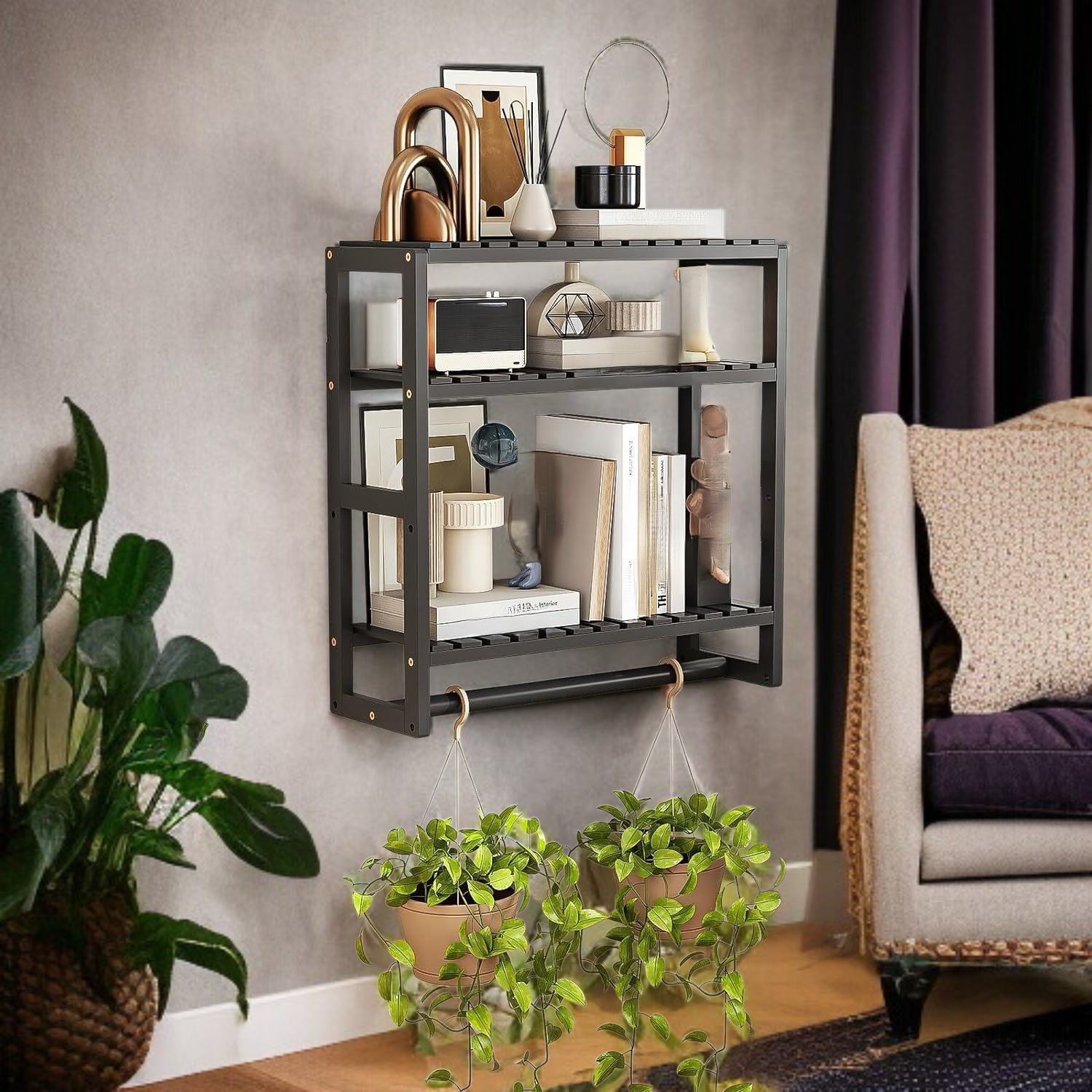 Wandmontiertes Aufbewahrungsregal aus Massivholz, geeignet für Bad, Wohnheim und Küchengewürze