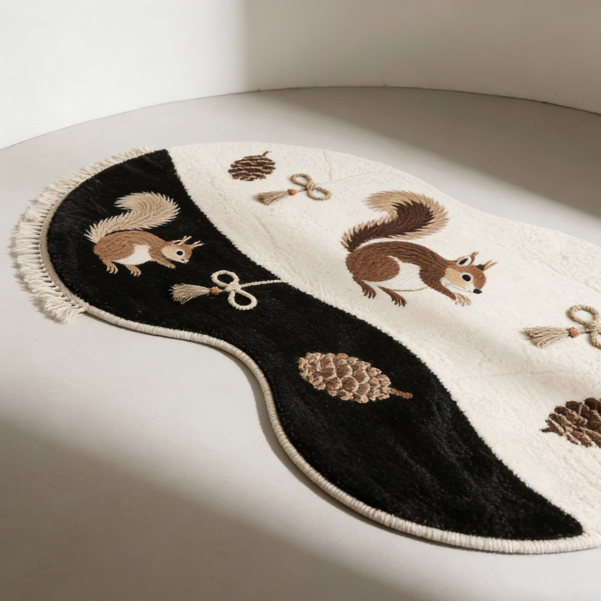 พรมปูพื้นลายกระรอกผ้าฝ้าย (ชุด 2 ชิ้น) 