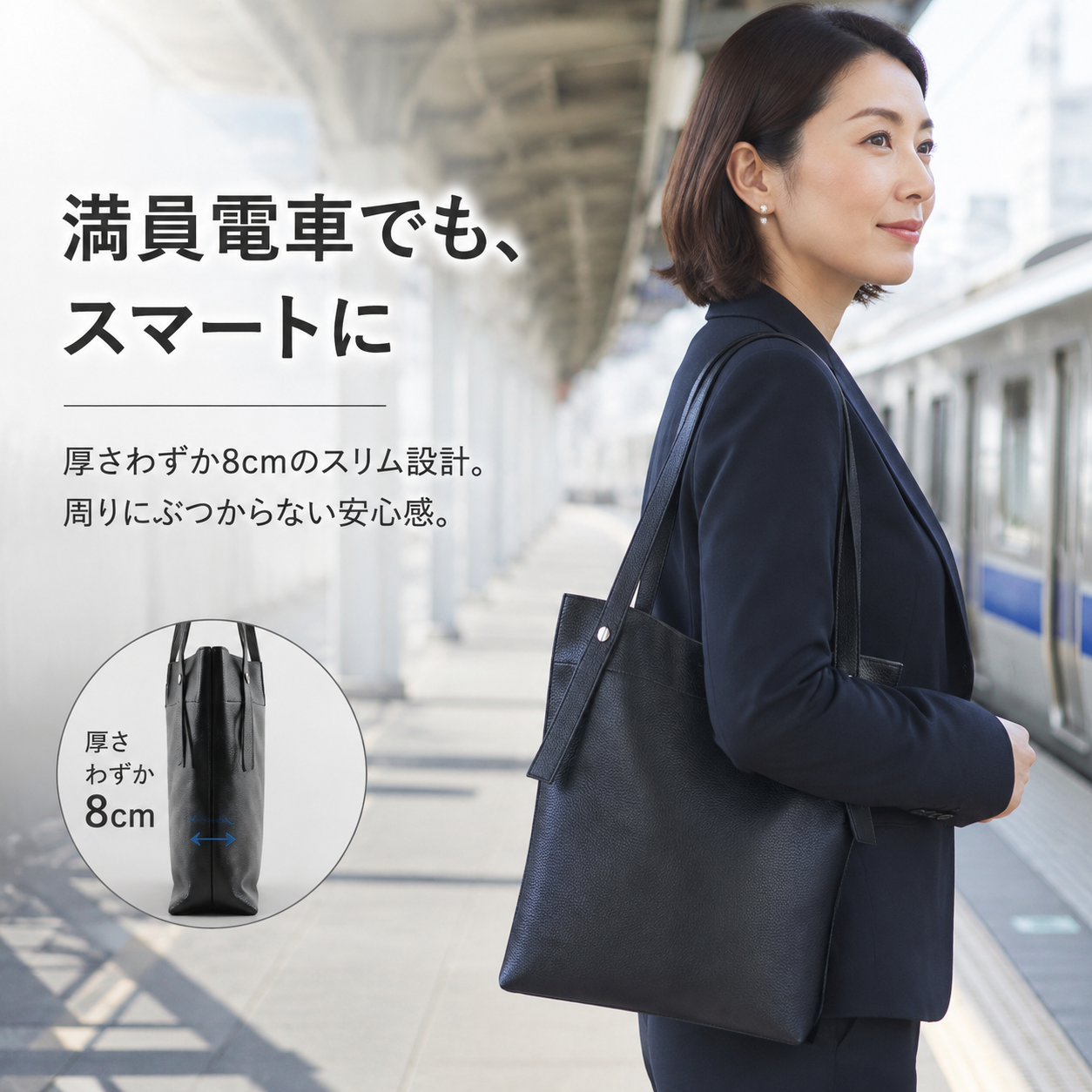 軽ラグジュアリー通勤用ショルダートートバッグ