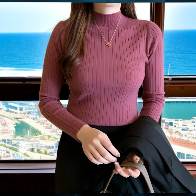 レディースセーター女性ハーフハイネックニットセーターアウター長袖トップススーツボトムシャツスリムインナーニットセーター女性ハーフハイネックアウタースリムニットセータートップススーツボトムシャツ