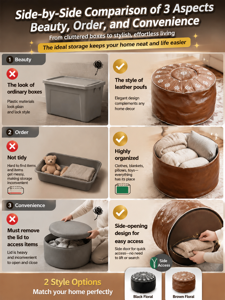 【Multi-functional Clothing Storage Ottoman - Long-lasting Shape without Sagging】