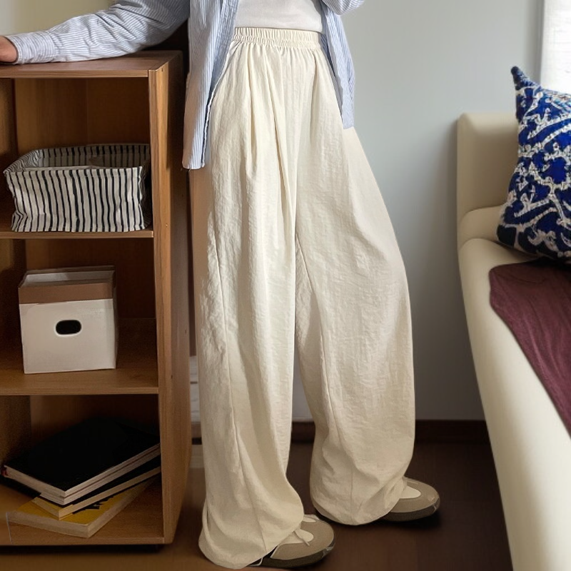 クリームムースヤマモト パンツ レディース 夏 カジュアル 多用途 ドレープ クリーム パンツ テクスチャード レイジー アイスシルク ワイドレッグパンツ