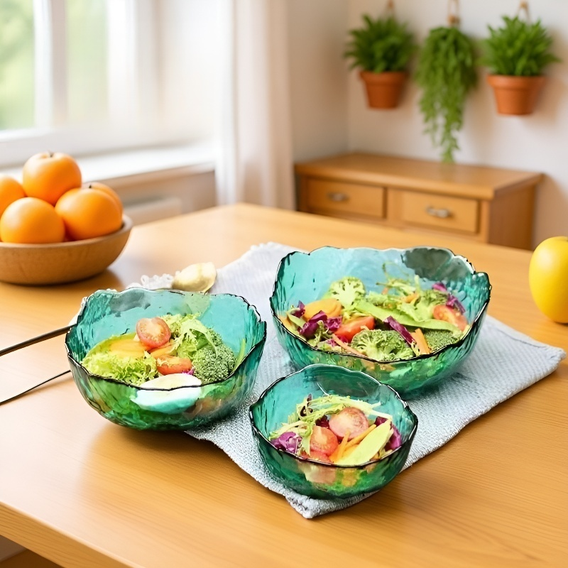 Hammered Clear Gold-Rimmed Glass Bowl