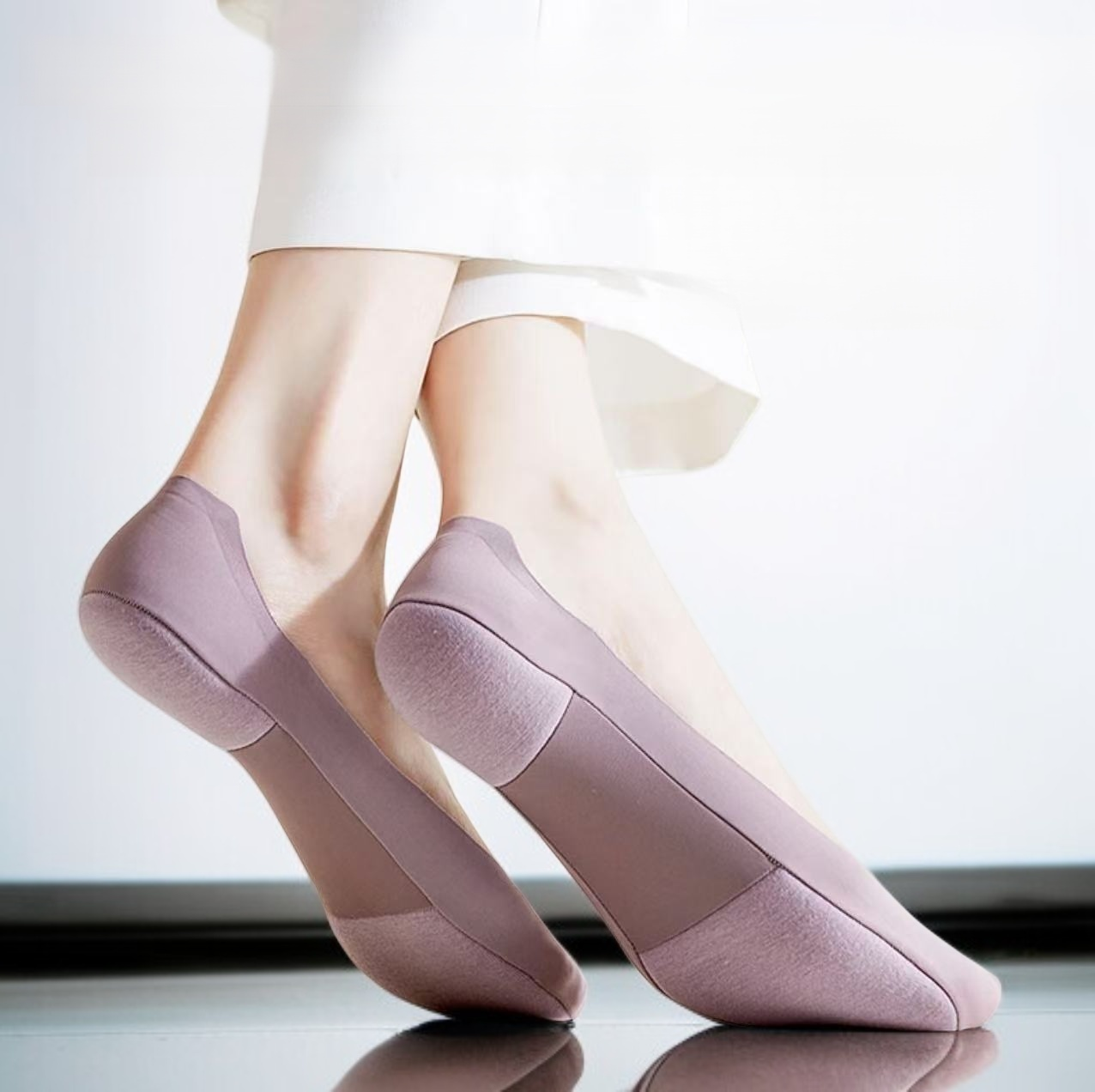 スポンジパッド入りアイスシルクボートソックス