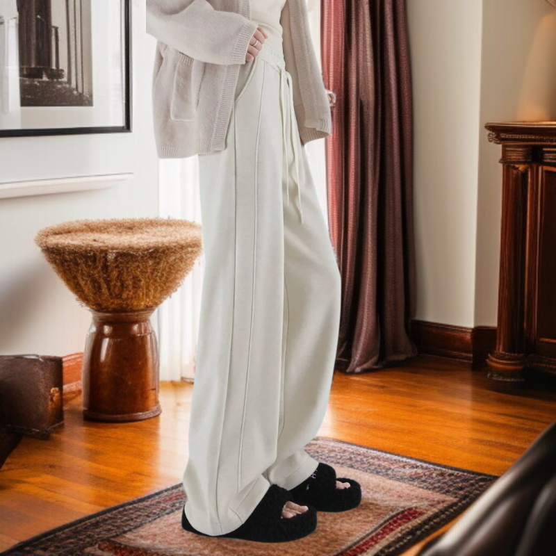 여성 니트 하이웨스트 와이드 일자 팬츠 가을 드롭 실크 찰미영 캐시미어 슬림핏 캐주얼 팬츠